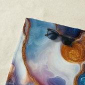 Serviette De Plage Monogramme d'âge doré Aqua Turquoise personnalisé (En situation)