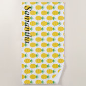 Serviette De Plage Monogramme d'ananas jaune (Devant)