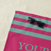 Serviette De Plage Monogramme d'Ancre marine Turquoise rose (En situation)