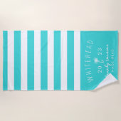 Serviette De Plage Monogramme d'aqua à bande de palmiers (Devant)