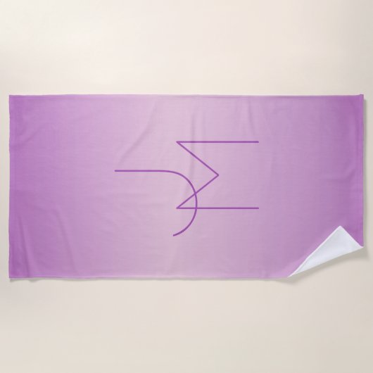 Serviette De Plage Monogramme de chevauchement unique | Lavande douce (Devant)