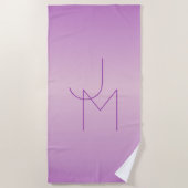 Serviette De Plage Monogramme de chevauchement unique | Lavande douce (Devant)