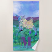 Serviette De Plage Monogramme de chèvre mignonne (Devant)