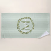 Serviette De Plage Monogramme de couronne d'olive personnalisée (Devant)