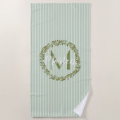 Serviette De Plage Monogramme de couronne d'olive personnalisée (Devant)