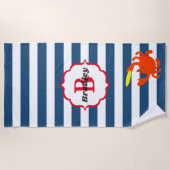 Serviette de plage monogramme de crabe marine (Devant)