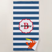 Serviette de plage monogramme de crabe marine (Devant)