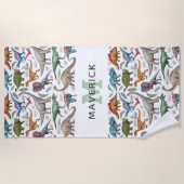 Serviette De Plage Monogramme de dinosaure préhistorique pour enfants (Devant)