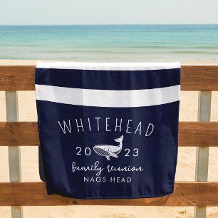 Serviette De Plage Monogramme de la marine nautique de baleines