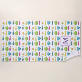 Serviette De Plage Monogramme de motif de poissons et de bord de la (Devant)