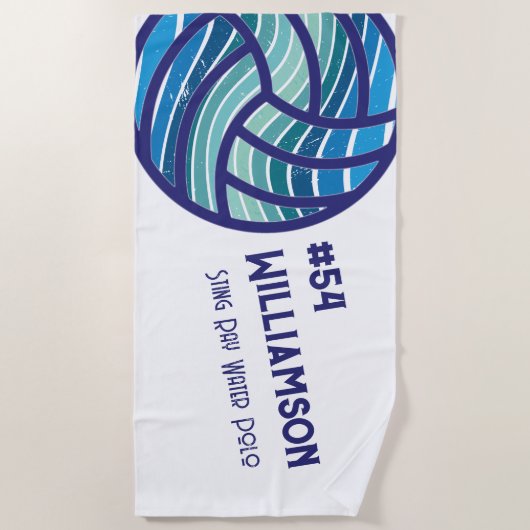 Serviette De Plage Monogramme de natation moderne Retro Blue Water Po (Devant)