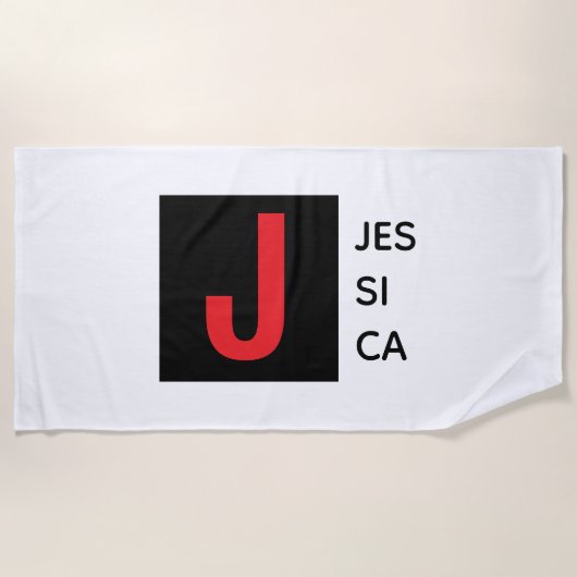Serviette De Plage Monogramme de nom professionnel élégant moderne (Devant)