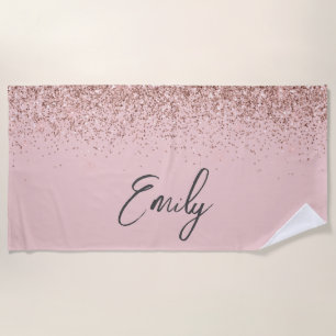 Serviette De Plage Monogramme de Parties scintillant rose pâle Rose