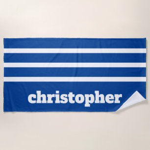 Serviette De Plage Monogramme de piscine bleu moderne