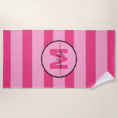 Serviette De Plage Monogramme de prénom écriture rose fille (Devant)