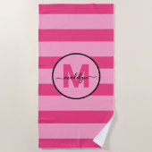 Serviette De Plage Monogramme de prénom écriture rose fille (Devant)