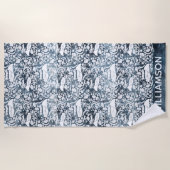 Serviette De Plage Monogramme de Ray Manta Ocean Life (Devant)