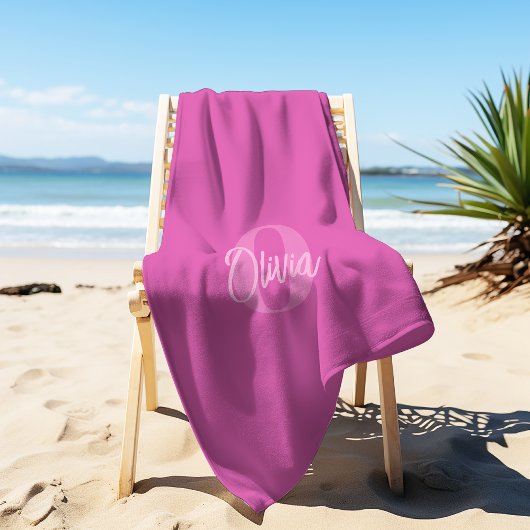 Serviette De Plage Monogramme de style tendance rose monochrome cool