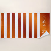 Serviette De Plage Monogramme Désert Orange et Blancs (Devant)