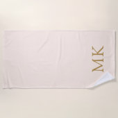 Serviette De Plage Monogramme d'or rose pâle (Devant)