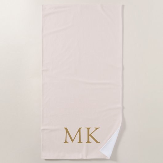 Serviette De Plage Monogramme d'or rose pâle (Devant)