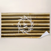 Serviette De Plage Monogramme en bambou rustique Lignes verticales Mo (Devant)