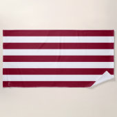 Serviette De Plage Monogramme Épais Rayures Verticales Bourgogne (Devant)