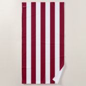 Serviette De Plage Monogramme Épais Rayures Verticales Bourgogne (Devant)