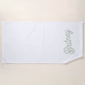 Serviette De Plage Monogramme et nom personnalisés de Sage Vert moder (Devant)