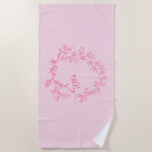 Serviette De Plage Monogramme Féminin Moderne en Écriture Script Rose (Devant)