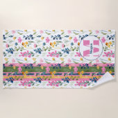 Serviette De Plage Monogramme floral (Devant)