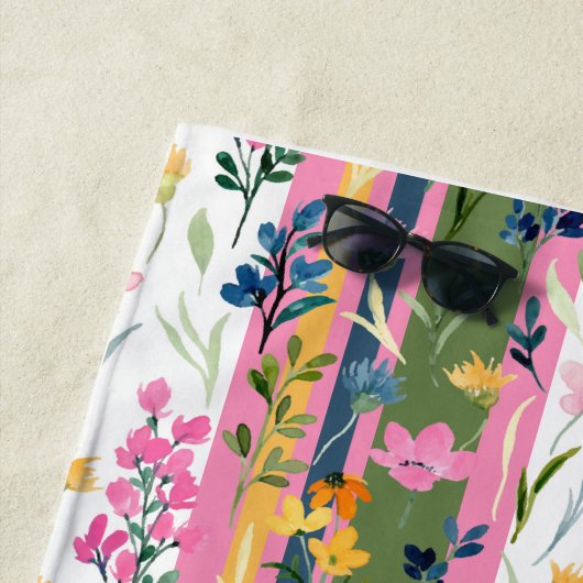 Serviette De Plage Monogramme floral (En situation)