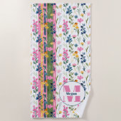 Serviette De Plage Monogramme floral (Devant)