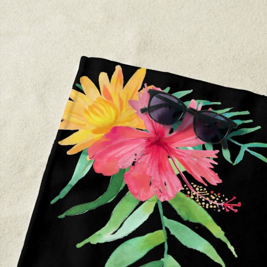 Serviette De Plage Monogramme Floral (En situation)