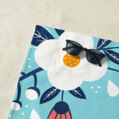 Serviette De Plage Monogramme floral bleu moderne (En situation)