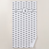 Serviette De Plage Monogramme géométrique éléphant noir et blanc (Devant)