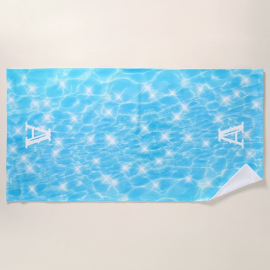 Serviette De Plage Monogramme initial L'eau ondulée texture moderne (Devant)