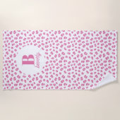 Serviette De Plage Monogramme initiale impression léopard rose (Devant)