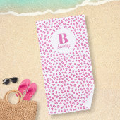 Serviette De Plage Monogramme initiale impression léopard rose