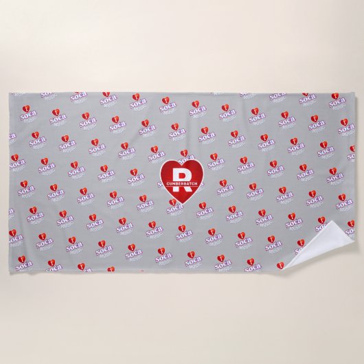 Serviette De Plage MONOGRAMME J'AIME SOCA sur GRIS (Devant)