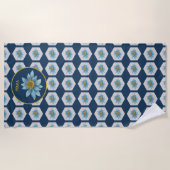 Serviette De Plage Monogramme japonais géométrique Lily Floral (Devant)