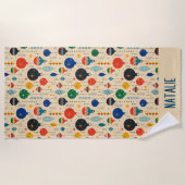 Serviette De Plage Monogramme joli ornement traditionnel Rétro (Devant)