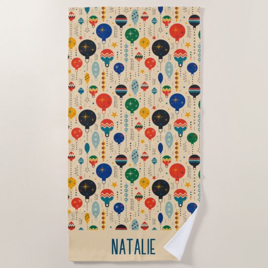 Serviette De Plage Monogramme joli ornement traditionnel Rétro (Devant)