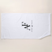Serviette De Plage Monogramme mariage Élégant Simple Minimaliste (Devant)
