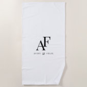 Serviette De Plage Monogramme mariage Élégant Simple Minimaliste (Devant)