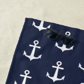 Serviette De Plage Monogramme Marine Bleu Rouge Blanc Ancre (En situation)