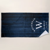 Serviette De Plage Monogramme Marine Bois bleu (Devant)