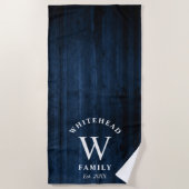 Serviette De Plage Monogramme Marine Bois bleu (Devant)