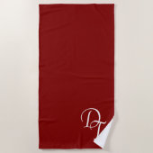 Serviette De Plage Monogramme - Maroon (Devant)