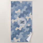 Serviette De Plage Monogramme militaire de Camion bleu (Devant)